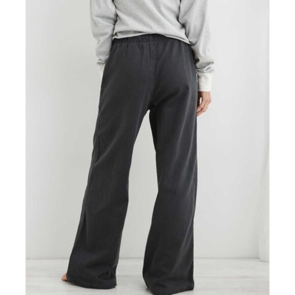 Aerie Women's Smoked Gray Me-Day Tie Waist Wide Leg Casual Pant - Picture 9 of 9